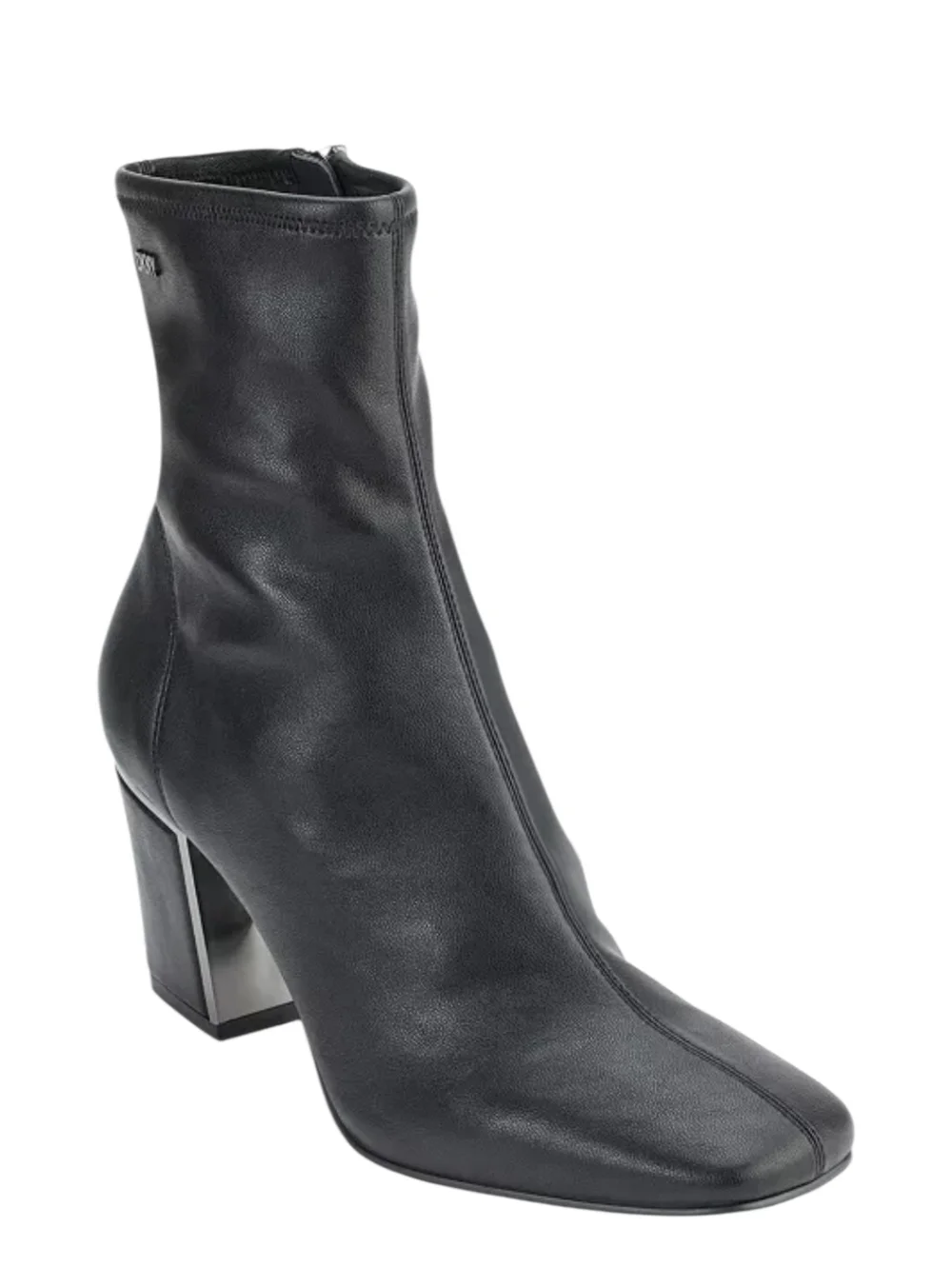 Dkny Black Leather Block Heel Ankle Booties‎